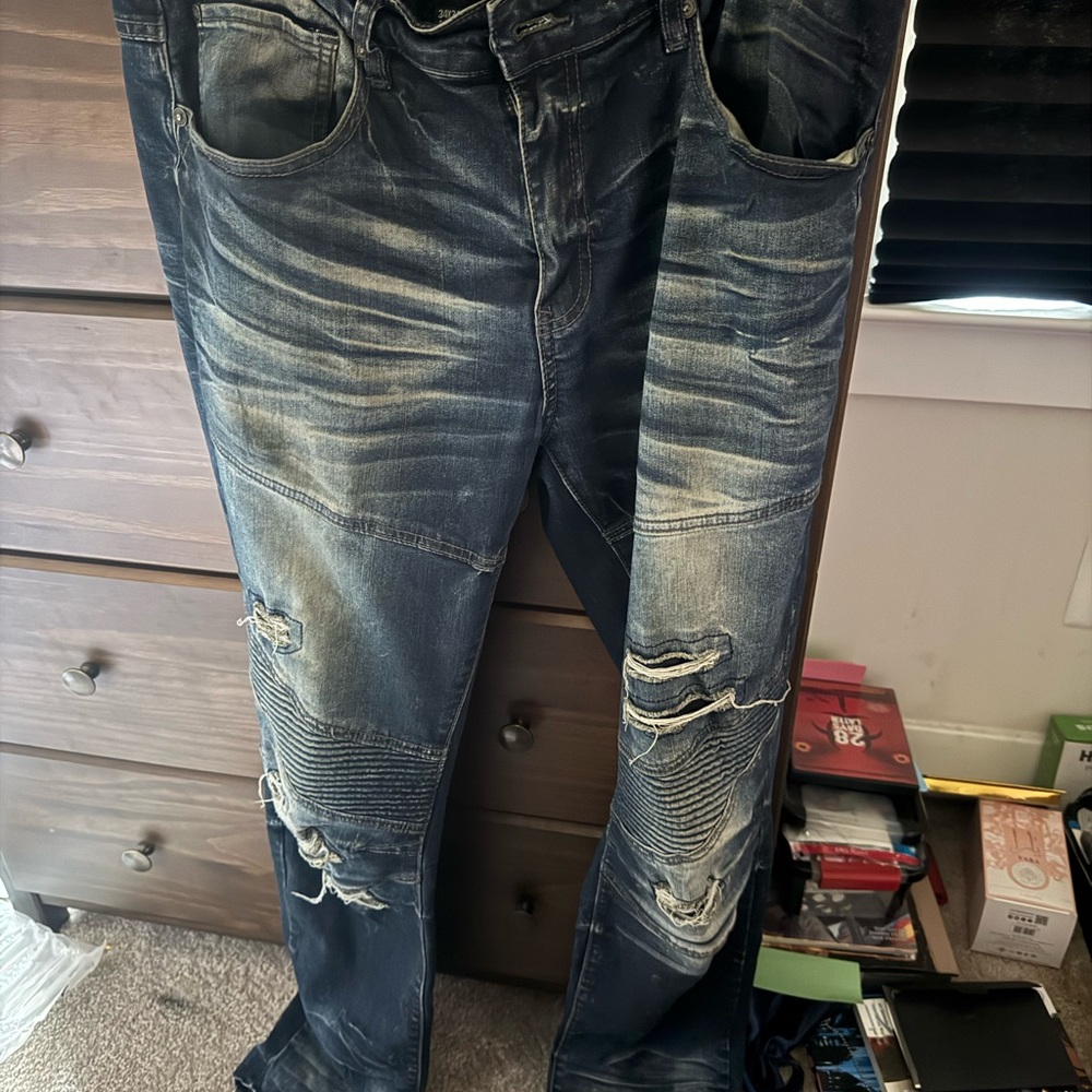 DC Men's Relaxed Fit Distressed Jeans - Dark Blue